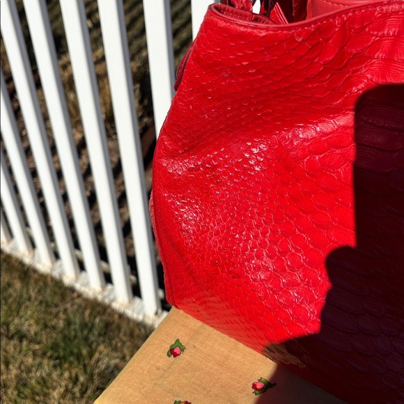 Coach Edie Python Handbag EUC, Color Watermelon - Picture 5 of 12